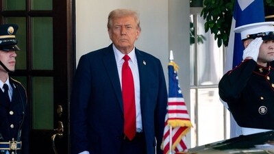 US President Donald Trump outside the West Wing of the White House in Washington, DC, US, on Thursday, Oct. 9, 2025. (Bloomberg) US President Donald Trump outside the West Wing of the White House in Washington, DC, US, on Thursday, Oct. 9, 2025. (Bloomberg)