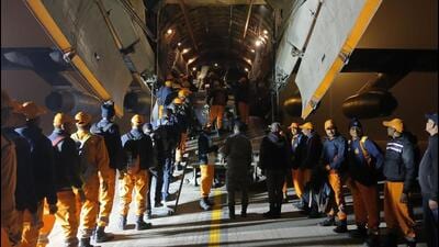 The contingent is led by P.K. Tiwary, Commandant of the NDRF’s 8th Battalion. (NDRF) The contingent is led by P.K. Tiwary, Commandant of the NDRF’s 8th Battalion. (NDRF)