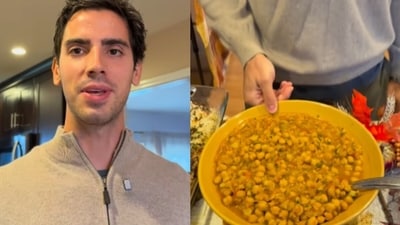 A US man replaced the usual Thanksgiving turkey dinner with Indian dishes, and his unique celebration quickly drew attention online. (Instagram/thedailydoingss)