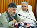 DK Shivakumar and Siddaramaiah at the post-breakfast press conference on Saturday. (ANI) DK Shivakumar and Siddaramaiah at the post-breakfast press conference on Saturday. (ANI)