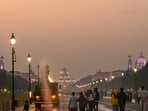 Gram it: Clear sky over Kartavya Path, on Sunday evening, made visitors breathe a sigh of relief. Delhi's air quality came down to the 'poor' category on Sunday, after remaining in the 'very poor' bracket for 24 days! (Photo: Arvind Yadav/HT)