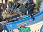 The mangled tempo after the accident in Moradabad on Sunday. (Sourced)