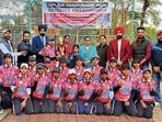 The team with the trophy in Ludhiana on Saturday. (HT Photo) The team with the trophy in Ludhiana on Saturday. (HT Photo)