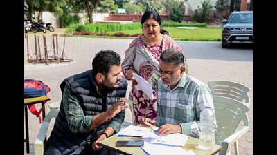 A booth level officer (BLOs) assists voters in filling out the enumeration form for the special intensive revision (SIR) of electoral rolls, in Bikaner, Rajasthan. (ANI) A booth level officer (BLOs) assists voters in filling out the enumeration form for the special intensive revision (SIR) of electoral rolls, in Bikaner, Rajasthan. (ANI)