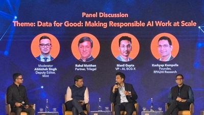 Abhishek Singh, Dy Editor, Mint in conversation with Rahul Matthan, Partner, Trilegal, Kashyap Kompella, Founder, RPA2AI Research and Manil Gupta, VP - AI, BCGX. Abhishek Singh, Dy Editor, Mint in conversation with Rahul Matthan, Partner, Trilegal, Kashyap Kompella, Founder, RPA2AI Research and Manil Gupta, VP - AI, BCGX.
