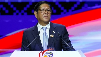 New chairman of the Association of Southeast Asian Nations (ASEAN) and Philippines President Bongbong Marcos delivers his speech (REUTERS)