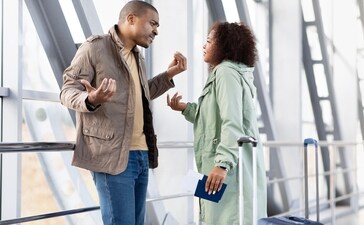 An "Airport Divorce" is a playful, temporary, and tactical split couples use to navigate the post-security gauntlet (Photo: Adobe Stock) An "Airport Divorce" is a playful, temporary, and tactical split couples use to navigate the post-security gauntlet (Photo: Adobe Stock)