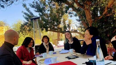 Alexandra Pringle (centre) Alex von Tunzelmann (right) and Faiza S. Khan (left) with participants. Alexandra Pringle (centre) Alex von Tunzelmann (right) and Faiza S. Khan (left) with participants.