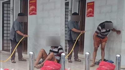 Safiudeen Pakkeer Mohamed, 39, was attacked and humiliated for sleeping outside an AmBank branch in Malaysia. Safiudeen Pakkeer Mohamed, 39, was attacked and humiliated for sleeping outside an AmBank branch in Malaysia.