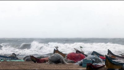 Docked boats at the Marina Beach as Red Alert issued in Tamil Nadu due to Cyclone Ditwah in Chennai on Sunday. (ANI Video Grab) Docked boats at the Marina Beach as Red Alert issued in Tamil Nadu due to Cyclone Ditwah in Chennai on Sunday. (ANI Video Grab)