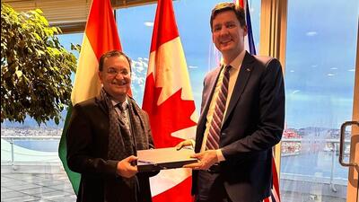 India’s High Commissioner to Ottawa Dinesh Patnaik with the Premier of British Columbia David Eby on Friday. (High Commission of India) India’s High Commissioner to Ottawa Dinesh Patnaik with the Premier of British Columbia David Eby on Friday. (High Commission of India)