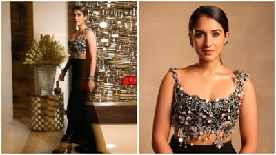 Radhika Merchant's accessories and beauty choices complemented the outfit perfectly. (Instagram/ anamikakhanna.in) Radhika Merchant's accessories and beauty choices complemented the outfit perfectly. (Instagram/ anamikakhanna.in)