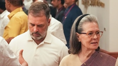 Leader of Opposition in the Lok Sabha Rahul Gandhi and Congress Rajya Sabha MP Sonia Gandhi at the Parliament premises, in New Delhi. (PTI) Leader of Opposition in the Lok Sabha Rahul Gandhi and Congress Rajya Sabha MP Sonia Gandhi at the Parliament premises, in New Delhi. (PTI)