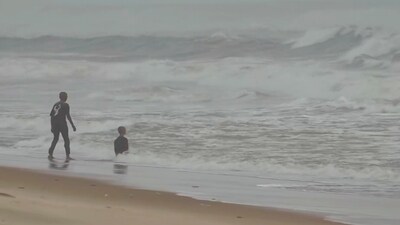 Cyclone Ditwah: A view of high waves at Marina Beach in the wake of Cyclone Ditwah, in Chennai. (PTI) Cyclone Ditwah: A view of high waves at Marina Beach in the wake of Cyclone Ditwah, in Chennai. (PTI)