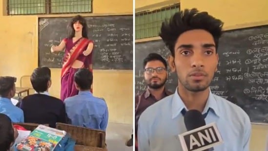 ఏఐ ఆధారిత రోబో టీచర్ని సృష్టించిన ఆదిత్య.. (X/@ANI)
