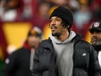 Washington Commanders quarterback Jayden Daniels is seen on the sidelines before an NFL football game against the Denver Broncos Sunday, Nov. 30, 2025, in Landover, Md. Washington Commanders quarterback Jayden Daniels is seen on the sidelines before an NFL football game against the Denver Broncos Sunday, Nov. 30, 2025, in Landover, Md.