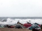 Docked boats at the Marina Beach as Red Alert issued in Tamil Nadu due to Cyclone Ditwah in Chennai on Sunday. (ANI Video Grab) Docked boats at the Marina Beach as Red Alert issued in Tamil Nadu due to Cyclone Ditwah in Chennai on Sunday. (ANI Video Grab)