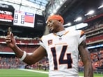 Courtland Sutton #14 of the Denver Broncos. Courtland Sutton #14 of the Denver Broncos.