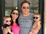 Elon Musk with Shivon Zilis and their twins, Strider and Azure.