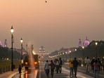 Clear Sky over the Kartavya Path in the evening in Delhi on Sunday, November 30