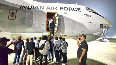 The IAF has now evacuated more than 300 stranded Indian citizens. (X/@IAF_MCC) The IAF has now evacuated more than 300 stranded Indian citizens. (X/@IAF_MCC)
