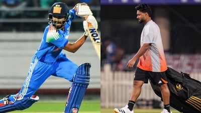 Ruturaj Gaikwad for India in the first ODI, Rishabh Pant in practice session. (PTI) Ruturaj Gaikwad for India in the first ODI, Rishabh Pant in practice session. (PTI)