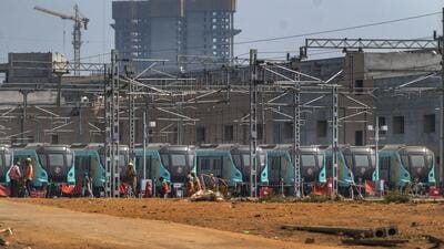 Mumbai, India - Jan. 15, 2020: The first phase of Mumbai Metro Line 3, connecting Aarey Colony and Bandra Kurla Complex metro line is expected to be operational by April, Preparations for this 15 metro trains have entered the Aarey car shed in Mumbai, India, on Wednesday, January 15, 2020. (Photo by Satish Bate/ Hindustan Times) (Hindustan Times) Mumbai, India - Jan. 15, 2020: The first phase of Mumbai Metro Line 3, connecting Aarey Colony and Bandra Kurla Complex metro line is expected to be operational by April, Preparations for this 15 metro trains have entered the Aarey car shed in Mumbai, India, on Wednesday, January 15, 2020. (Photo by Satish Bate/ Hindustan Times) (Hindustan Times)
