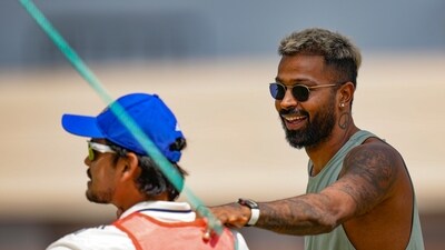 Hardik Pandya and Ishan Kishan at the sidelines of the first day of the 1st unofficial test cricket match between India A and South Africa A. (PTI) Hardik Pandya and Ishan Kishan at the sidelines of the first day of the 1st unofficial test cricket match between India A and South Africa A. (PTI)