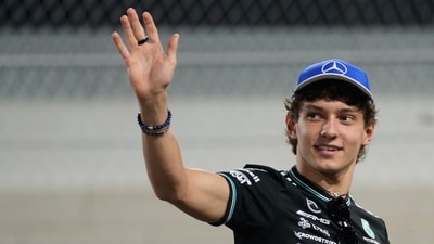 Mercedes driver Andrea Kimi Antonelli of Italy arrives prior to the Qatar Formula One Grand Prix, at the Lusail International Circuit, in Lusail, Qatar, Sunday, Nov. 30, 2025. (AP)