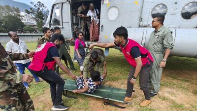 Rescue and evacuation operation underway as part Operation Sagar Bandhu in Sri Lanka. (@IndiainSL) Rescue and evacuation operation underway as part Operation Sagar Bandhu in Sri Lanka. (@IndiainSL)