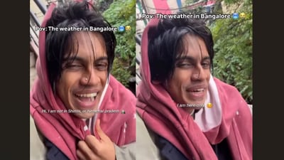 A Bengaluru man’s video describing Bengaluru’s cold weather went viral. (Instagram/pooodup) A Bengaluru man’s video describing Bengaluru’s cold weather went viral. (Instagram/pooodup)