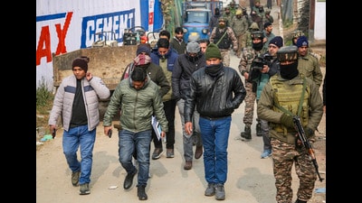 The National Investigation Agency carried out raids in different areas of Pulwama, Shopian and Kulgam districts on Monday. (PTI) The National Investigation Agency carried out raids in different areas of Pulwama, Shopian and Kulgam districts on Monday. (PTI)