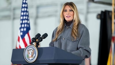 US First Lady Melania Trump speaks prior to making care packages for deployed members of the US military during an American Red Cross holiday event with military families at Joint Base Andrews in Maryland, December 1, 2025 (AFP) US First Lady Melania Trump speaks prior to making care packages for deployed members of the US military during an American Red Cross holiday event with military families at Joint Base Andrews in Maryland, December 1, 2025 (AFP)