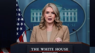 White House Press Secretary Karoline Leavitt holds a press briefing at the White House, in Washington, D.C. (Reuters)