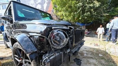 The three co-workers had stepped out of the mall after their shifts when a speeding Mercedes struck them. The driver of the car, Shivam Arora, has been identified and detained. (Arvind Yadav/Hindustan Times) The three co-workers had stepped out of the mall after their shifts when a speeding Mercedes struck them. The driver of the car, Shivam Arora, has been identified and detained. (Arvind Yadav/Hindustan Times)