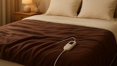 Soft folds and warm tones create a snug scene with an electric heated blanket ready to cosy up a winter bed. (AI generated) Soft folds and warm tones create a snug scene with an electric heated blanket ready to cosy up a winter bed. (AI generated)