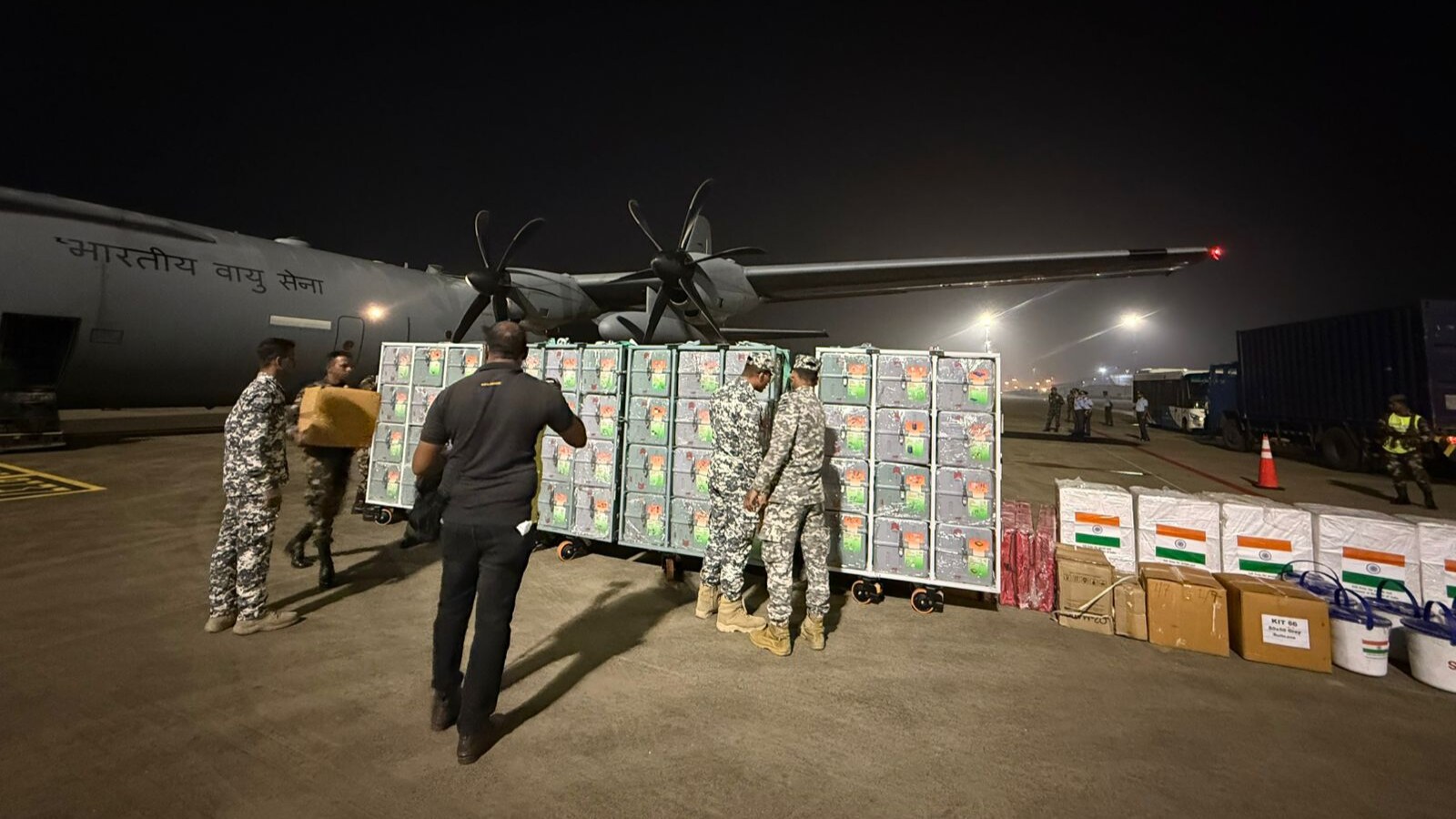 Along with the personnel, nearly 21 tonnes of essential items were transported last weekend. (X/@IndiainSL) Along with the personnel, nearly 21 tonnes of essential items were transported last weekend. (X/@IndiainSL)