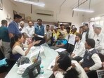 AAP stages strong protest at PMC office over poor healthcare services AAP stages strong protest at PMC office over poor healthcare services