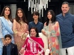 Amid a row over his inheritance, Sunjay Kapur's mother (middle) also made submissions to the court.
