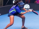 Naimi Mehta of Capital Warriors Gurgaon in action in the Indian Pickleball League in New Delhi on Tuesday. (IPBL Photo)