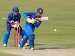 Vaibhav Suryavanshi plays a during a Syed Mustaq Ali Trophy 2025.
