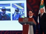 Mexico's Security Minister Rosa Icela Rodriguez gives news of the detention of drug traffickers Joaquin Guzman Lopez, El Chapo Guzman's son, and Ismael "El Mayo" Zambada.