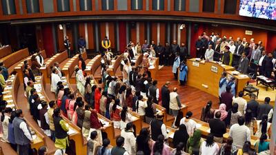 An MCD House session in progress on Tuesday. (Arvind Yadav/HT Photo) An MCD House session in progress on Tuesday. (Arvind Yadav/HT Photo)