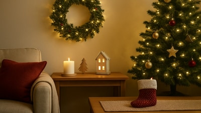 Soft festive lights glow around wreaths and cosy accents that bring a gentle Christmas feel to a home ready for the season. (AI generated) Soft festive lights glow around wreaths and cosy accents that bring a gentle Christmas feel to a home ready for the season. (AI generated)
