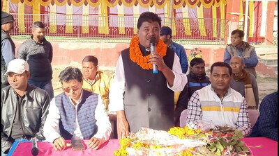 Former minister Bandhu Tirkey speaks at an event (HT FILE)