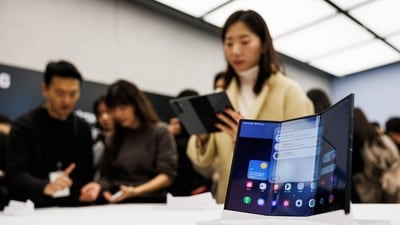 Samsung Galaxy Z TriFold smartphone was officially launched in South Korea. (Bloomberg)