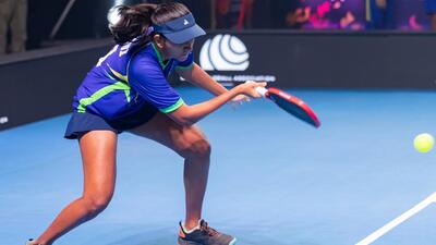 Naimi Mehta of Capital Warriors Gurgaon in action in the Indian Pickleball League in New Delhi on Tuesday. (IPBL Photo) Naimi Mehta of Capital Warriors Gurgaon in action in the Indian Pickleball League in New Delhi on Tuesday. (IPBL Photo)