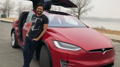 Actor Riteish Deshmukh received his Tesla in 2017 as his 40th birthday gift. (@riteishd on Instagram) Actor Riteish Deshmukh received his Tesla in 2017 as his 40th birthday gift. (@riteishd on Instagram)