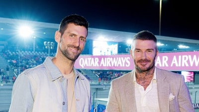 Novak Djokovic and David Beckham. (tntsports/instagram.com) Novak Djokovic and David Beckham. (tntsports/instagram.com)