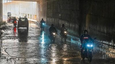 Waterlogging seen in the underpass November 21, 2025. (Parveen Kumar/HT)